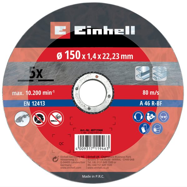 einhell-tarcza-do-metalu-5-szt-150-x1,4-x-22,23-mm-49711946